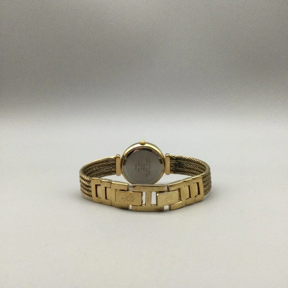 Anne Klein Womens Watch 26mm Diamond Faceted Gold Cable Band New Battery 6.75